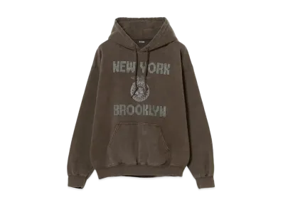 BEAMS Studs Print Hoodie "DarkBrown"