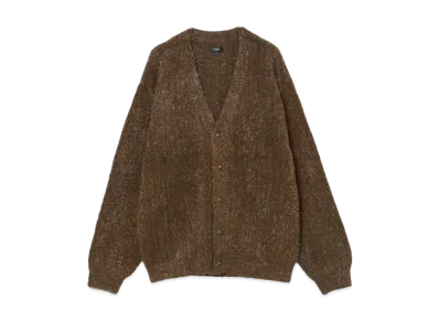 BEAMS 5 Gauge Boucle Stripe Cardigan "Brown"