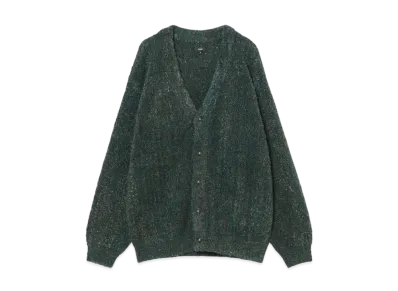 BEAMS 5 Gauge Boucle Stripe Cardigan "Green"
