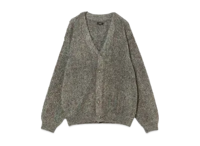 BEAMS 5 Gauge Boucle Stripe Cardigan "Gray"