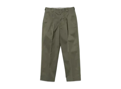 BEAMS 1 Pleat Work Trousers "Olive"