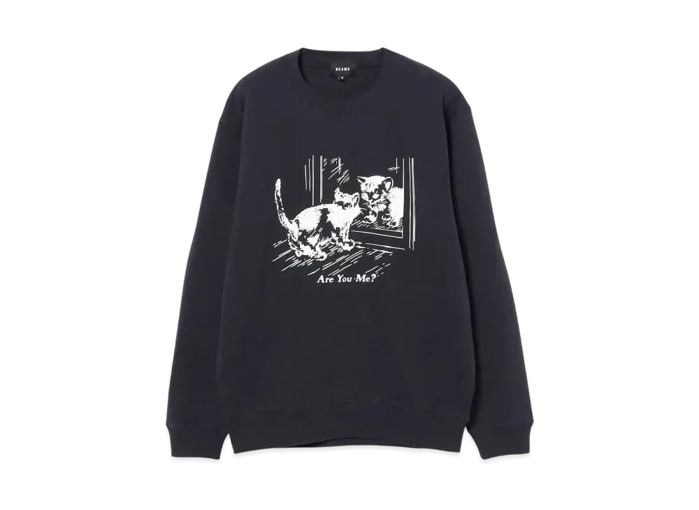 BEAMS Are You Me Crewneck Sweat "Navy"