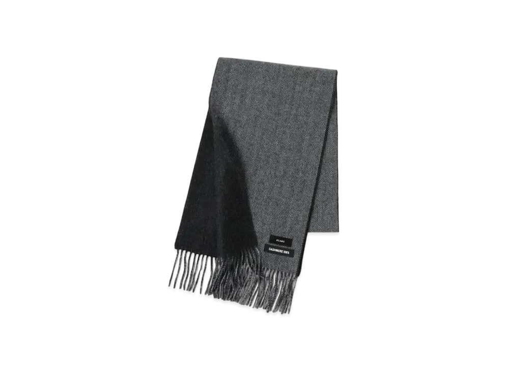 BEAMS Cashmere Reversible Scarf "Heringbone/Black"