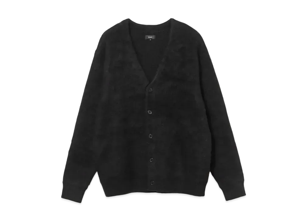 BEAMS 7 Gauge Solid Shaggy Cardigan "Black"
