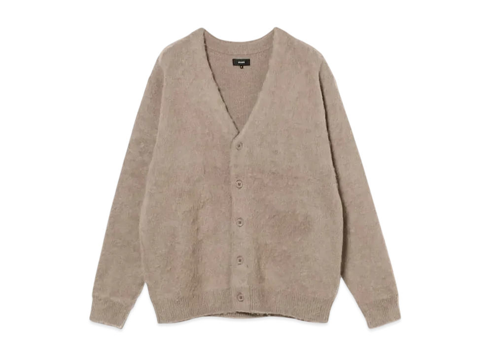 BEAMS 7 Gauge Solid Shaggy Cardigan "Taupe"
