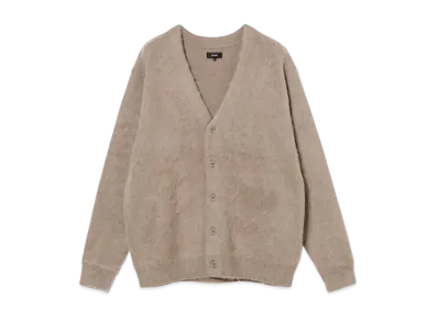BEAMS 7 Gauge Solid Shaggy Cardigan "Taupe"