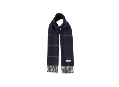 BEAMS Reversible Window Pen Check Cashmere Scarf "Navy"