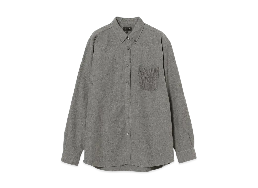 BEAMS Knit Pocket Mini Button Down Shirt "ChacoalGray"