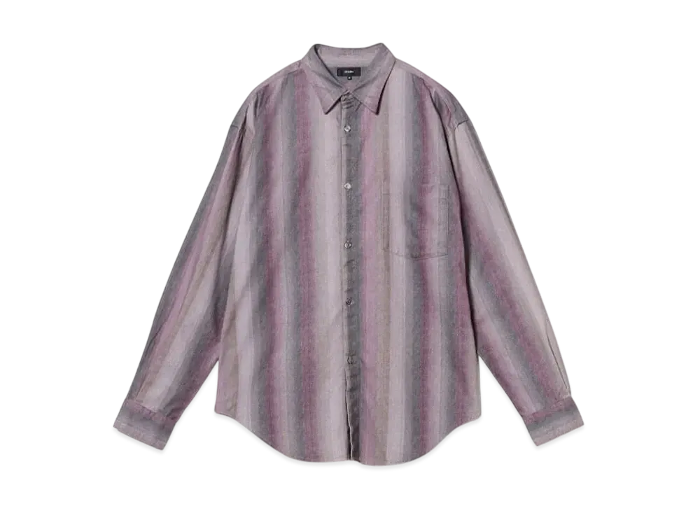 BEAMS Fade Striped Print Shirt "Brown"