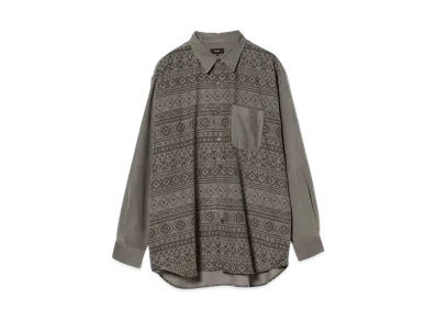BEAMS Knit Print Corduroy Shirt "Gray"
