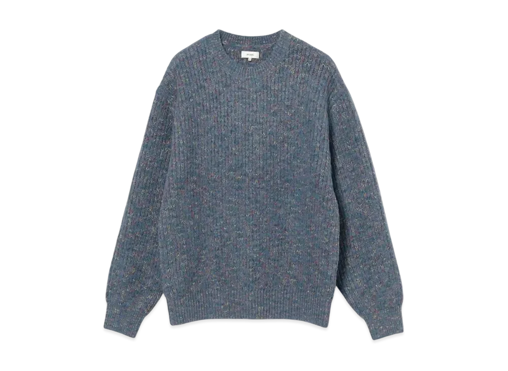 BEAMS 5 Gauge Shaggy Crew Neck Knit "Blue"