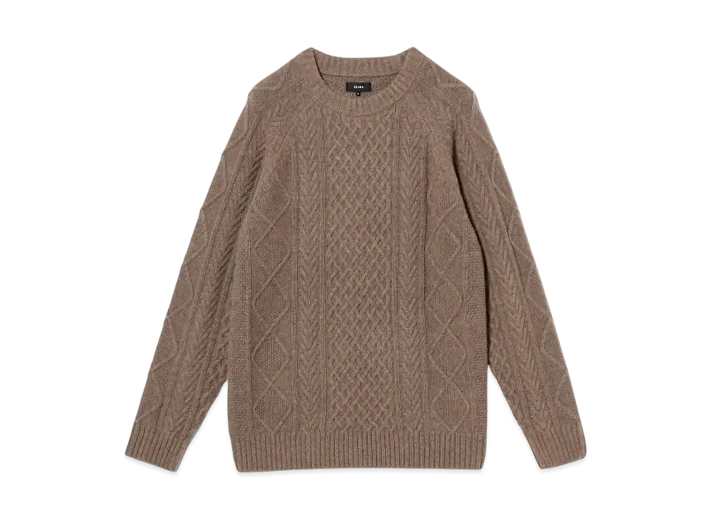 BEAMS 5 Gauge Lambswool Cable Knit "Beige"