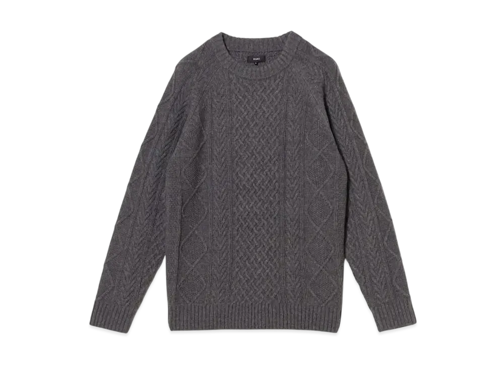 BEAMS 5 Gauge Lambswool Cable Knit "Gray"