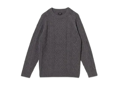 BEAMS 5 Gauge Lambswool Cable Knit "Gray"