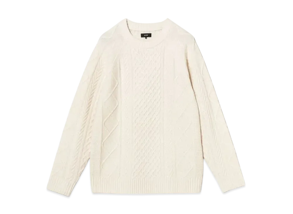 BEAMS 5 Gauge Lambswool Cable Knit "OffWhite"