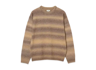 BEAMS Fade Border Crew Neck Knit "Khaki"