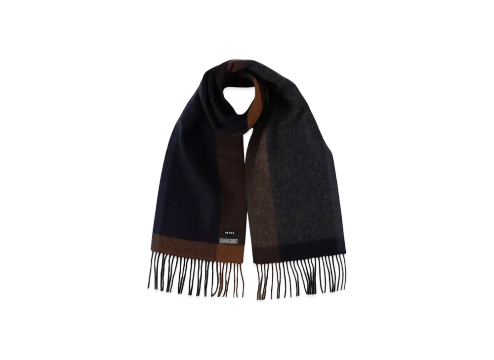 BEAMS Panel Check Muffler "Navy"