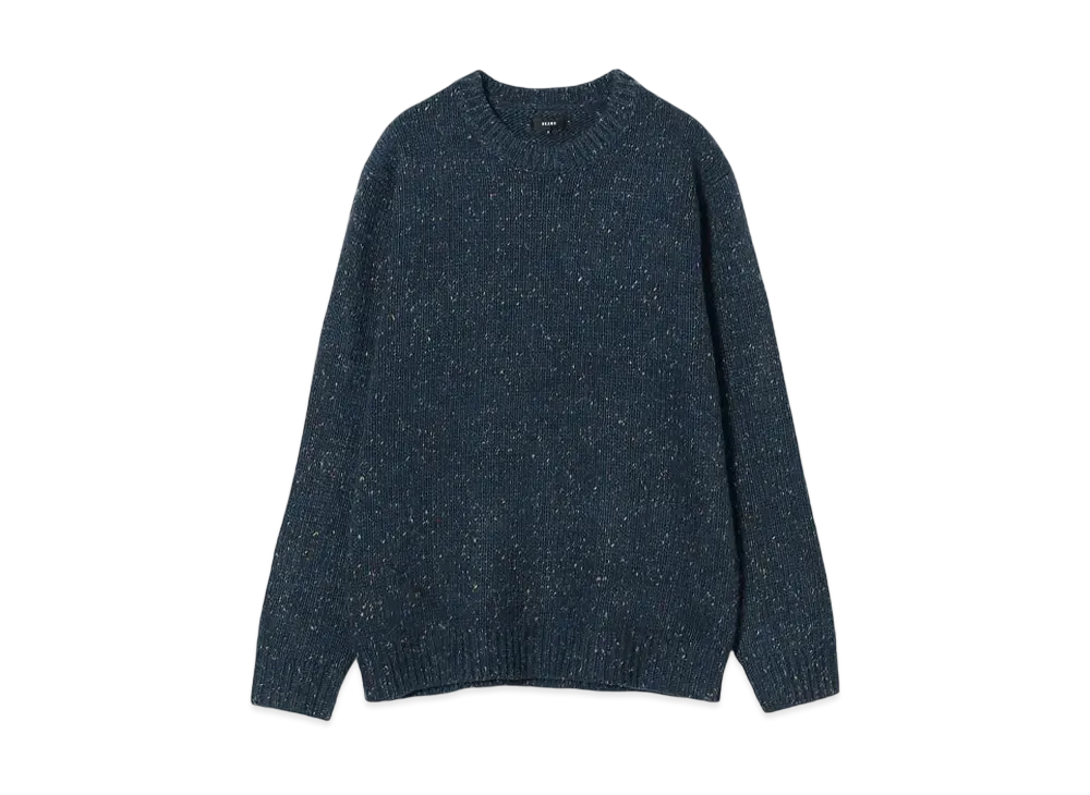 BEAMS 3 Gauge Collar Neck Crew Neck Knit 24FW "Navy"