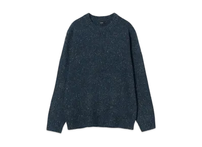 BEAMS 3 Gauge Collar Neck Crew Neck Knit 24FW "Navy"