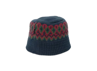 BEAMS Jacquard Knit Bucket Hat "Navy"