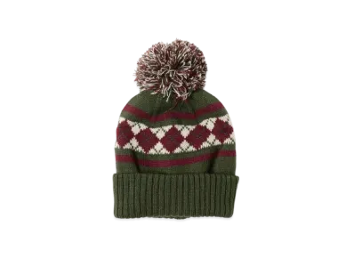 BEAMS Argyle Pom Pom Watch Cap "Olive"
