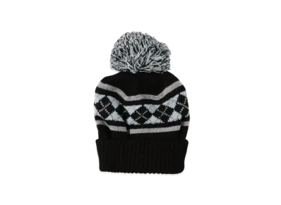 BEAMS Argyle Pom Pom Watch Cap "Black"