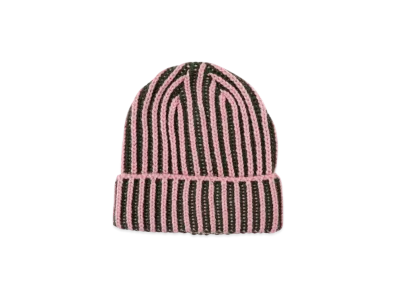 BEAMS 2-Tone Ribbed Watch Cap "Pink"