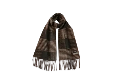 BEAMS Houndstooth Block Check Muffler "Brown"