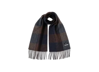 BEAMS Houndstooth Block Check Muffler "Navy"