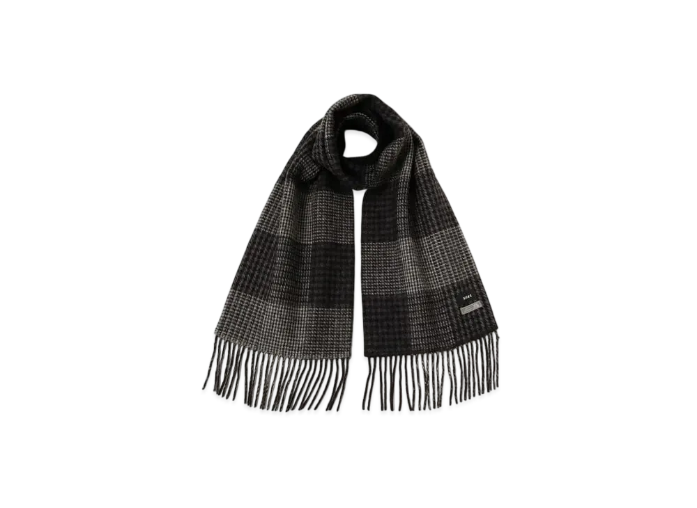BEAMS Houndstooth Block Check Muffler "Black"