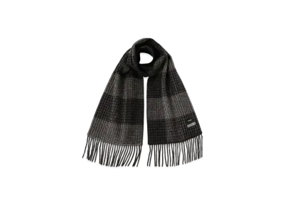 BEAMS Houndstooth Block Check Muffler "Black"