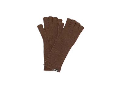 BEAMS Rim Knit Fingerless Gloves "Brown"