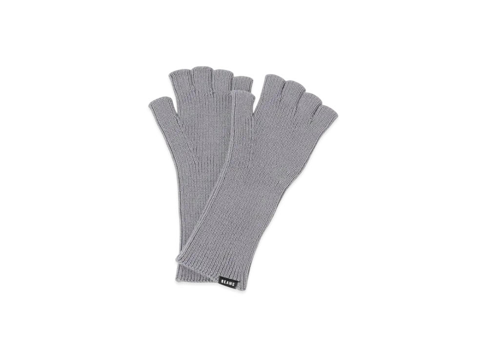 BEAMS Rim Knit Fingerless Gloves "Gray"