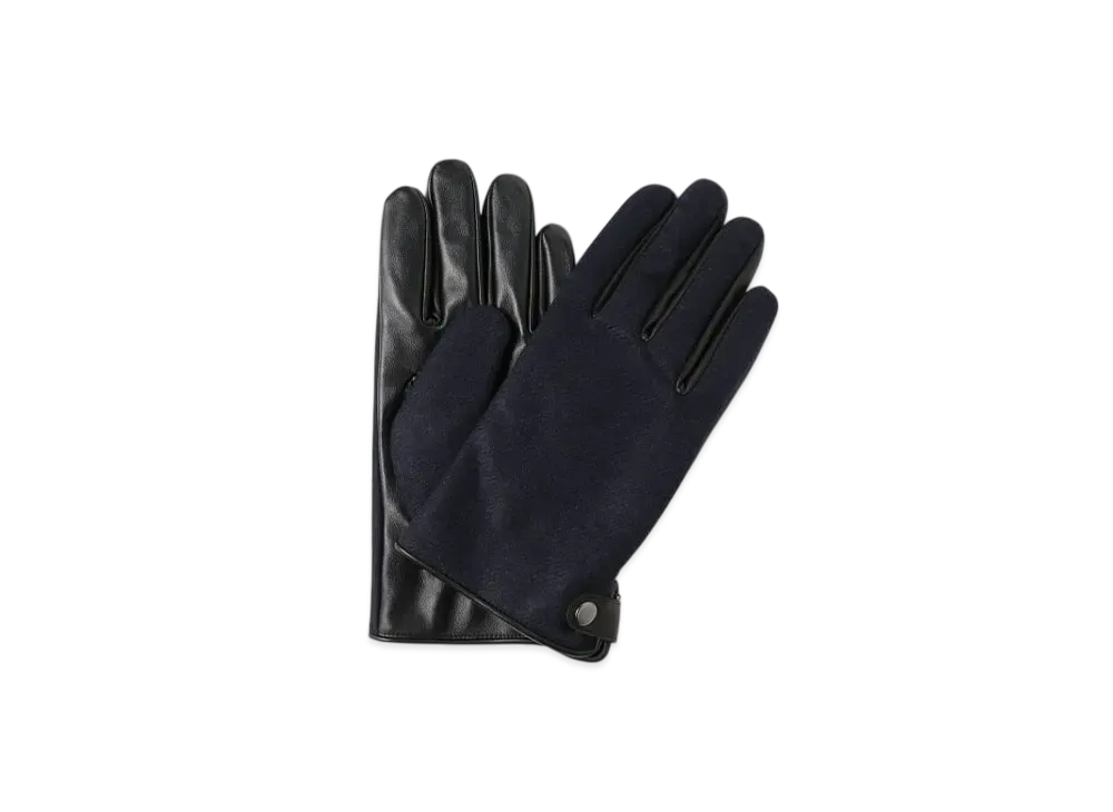 BEAMS Moon Solid Leather Gloves (Touch Panel Compatible) "Navy"