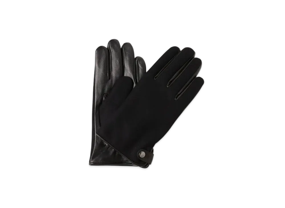 BEAMS Moon Solid Leather Gloves (Touch Panel Compatible) "Black"