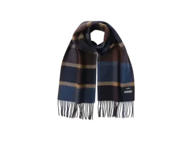 BEAMS Reversible Block Check Muffler "Navy"