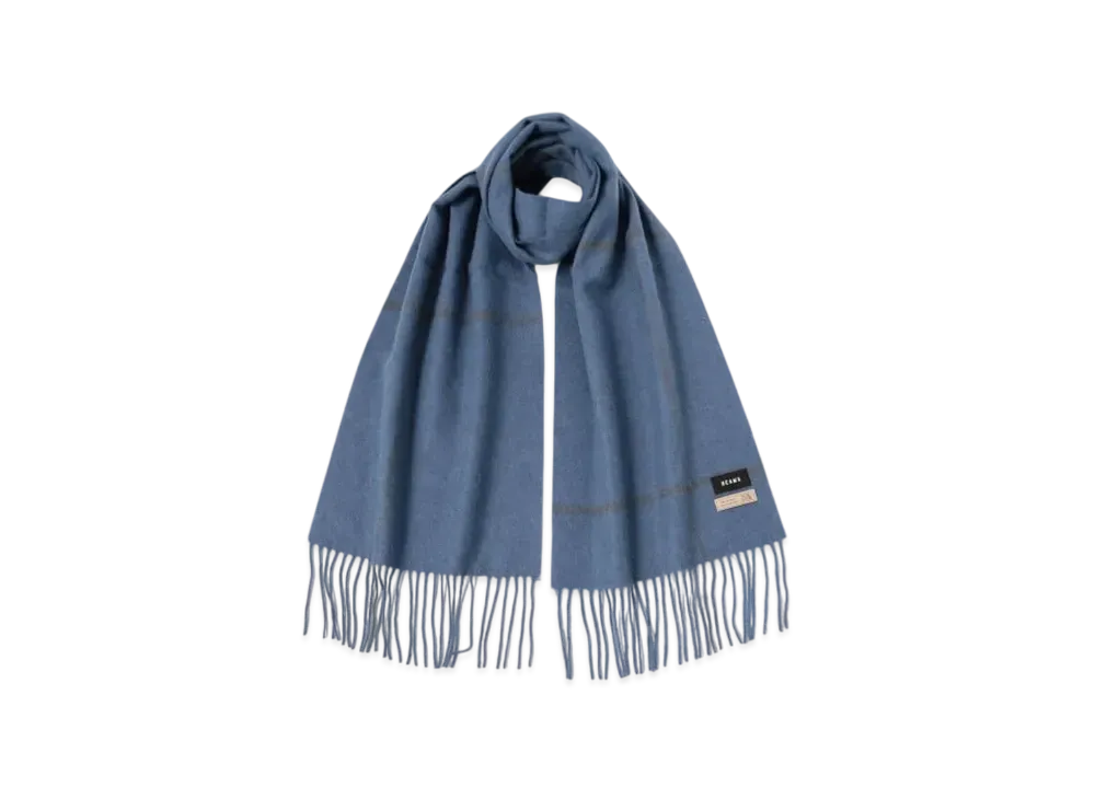 BEAMS Window Pen Check Alpaca Scarf "Sax"
