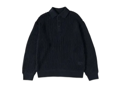 BEAMS Mesh Knit Polo Shirt "Navy"