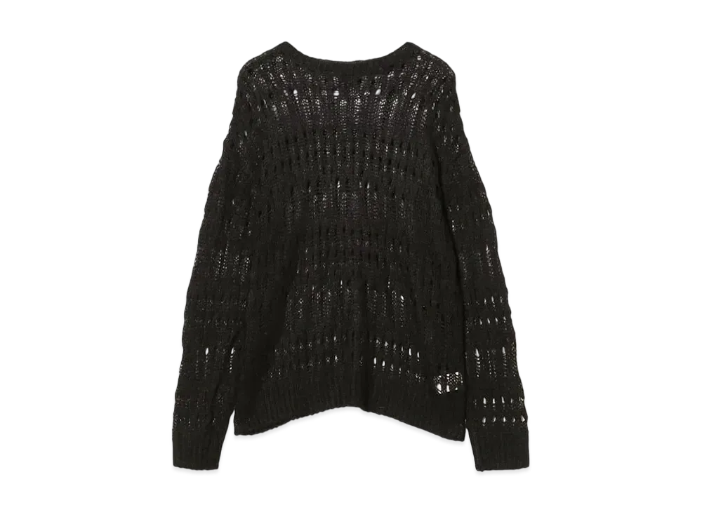 BEAMS 3 Gauge Crochet Crew Neck Knit "Black"