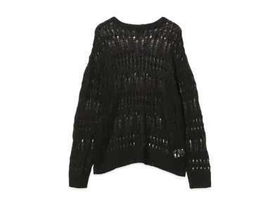 BEAMS 3 Gauge Crochet Crew Neck Knit "Black"