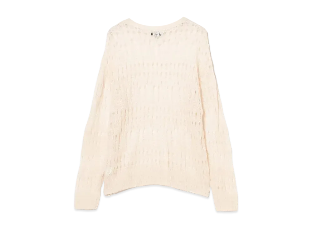 BEAMS 3 Gauge Crochet Crew Neck Knit "Natural"
