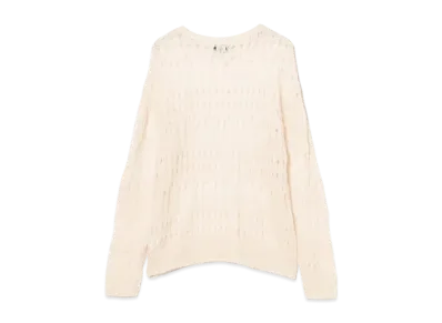BEAMS 3 Gauge Crochet Crew Neck Knit "Natural"