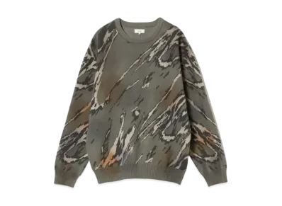 BEAMS Digital Marble Fade Crew Neck Knit "Gray"
