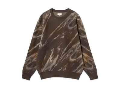 BEAMS Digital Marble Fade Crew Neck Knit "Brown"