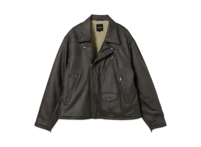 BEAMS Faux Leather Biker Jacket "Black"