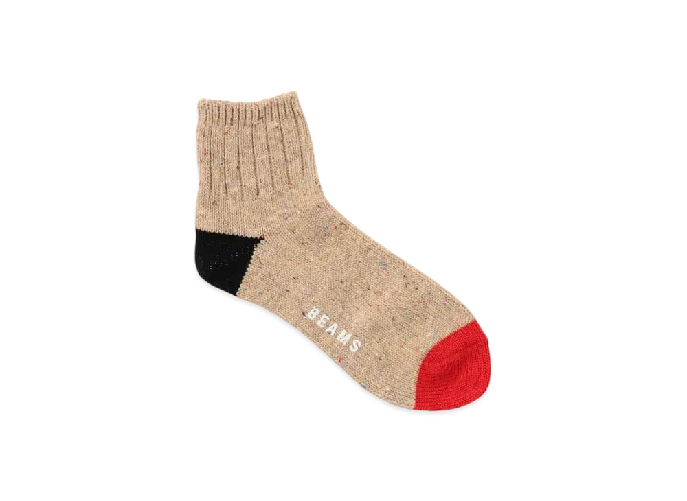 BEAMS Nep Quarter Socks "Beige"
