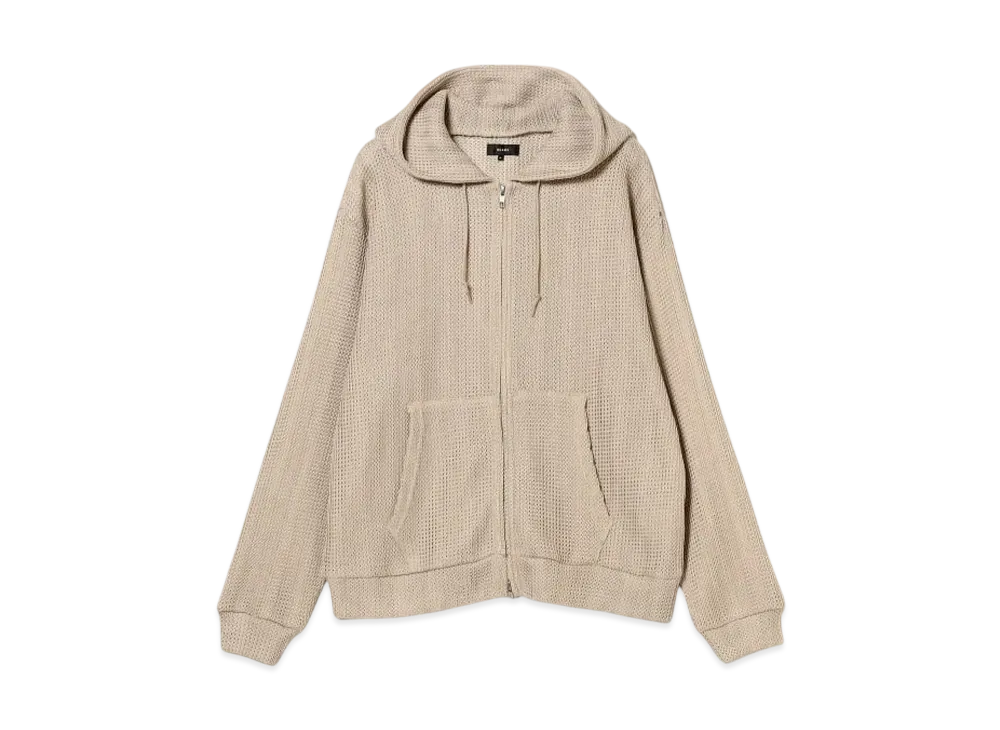BEAMS Mesh Zip Hoodie "Natural"
