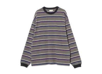 BEAMS Border Loose Long Sleeve Tee "ChacoalGray"