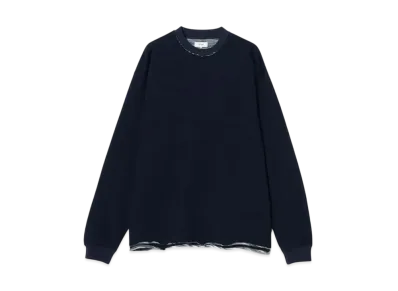 BEAMS Back Kasuri Crewneck Sweatshirt "Navy"