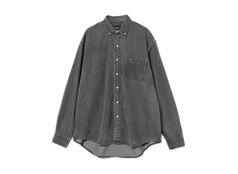 BEAMS Denim Button-Down Shirt "Black"